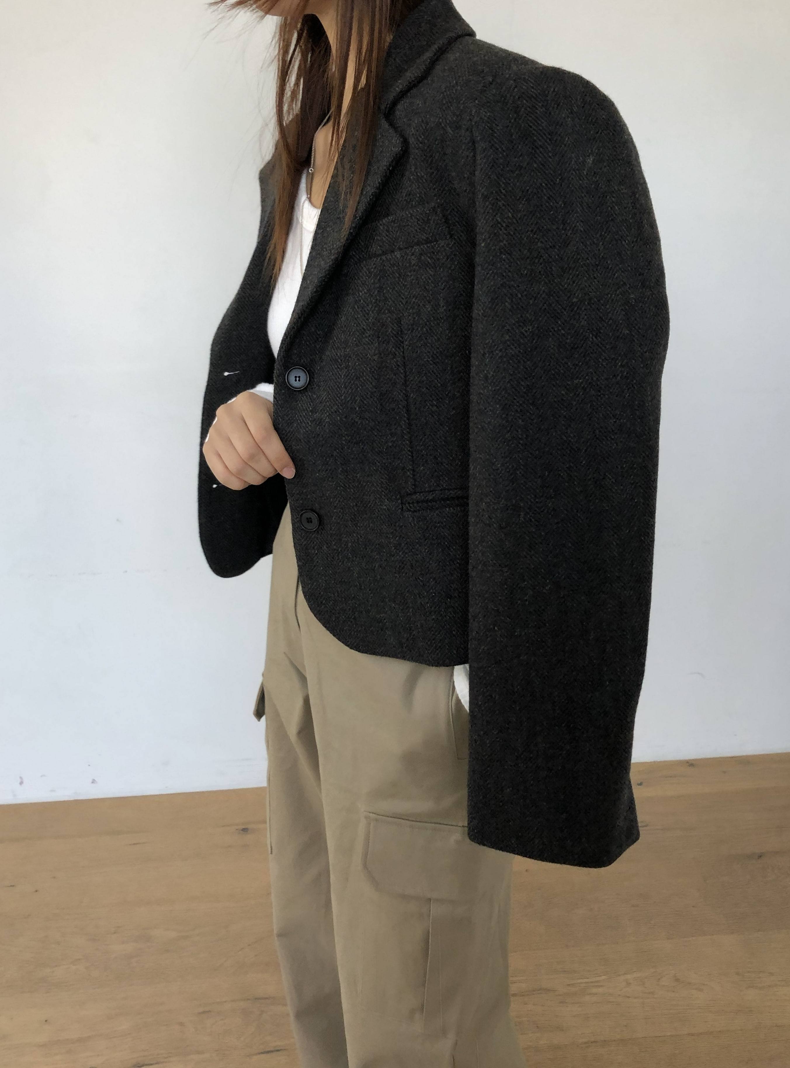 herringbone wool jacket (2color)