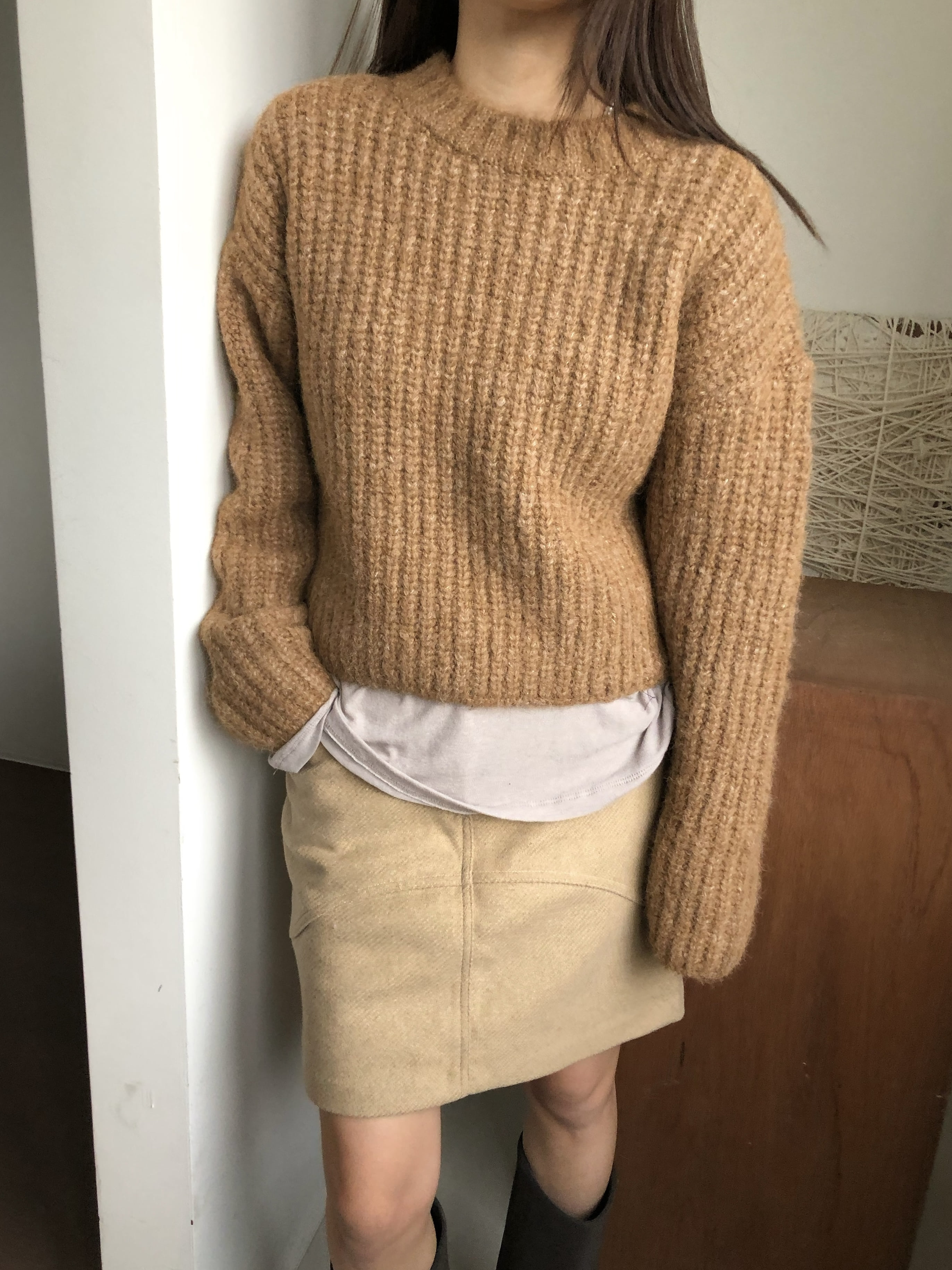 wool wave skirt (2color)
