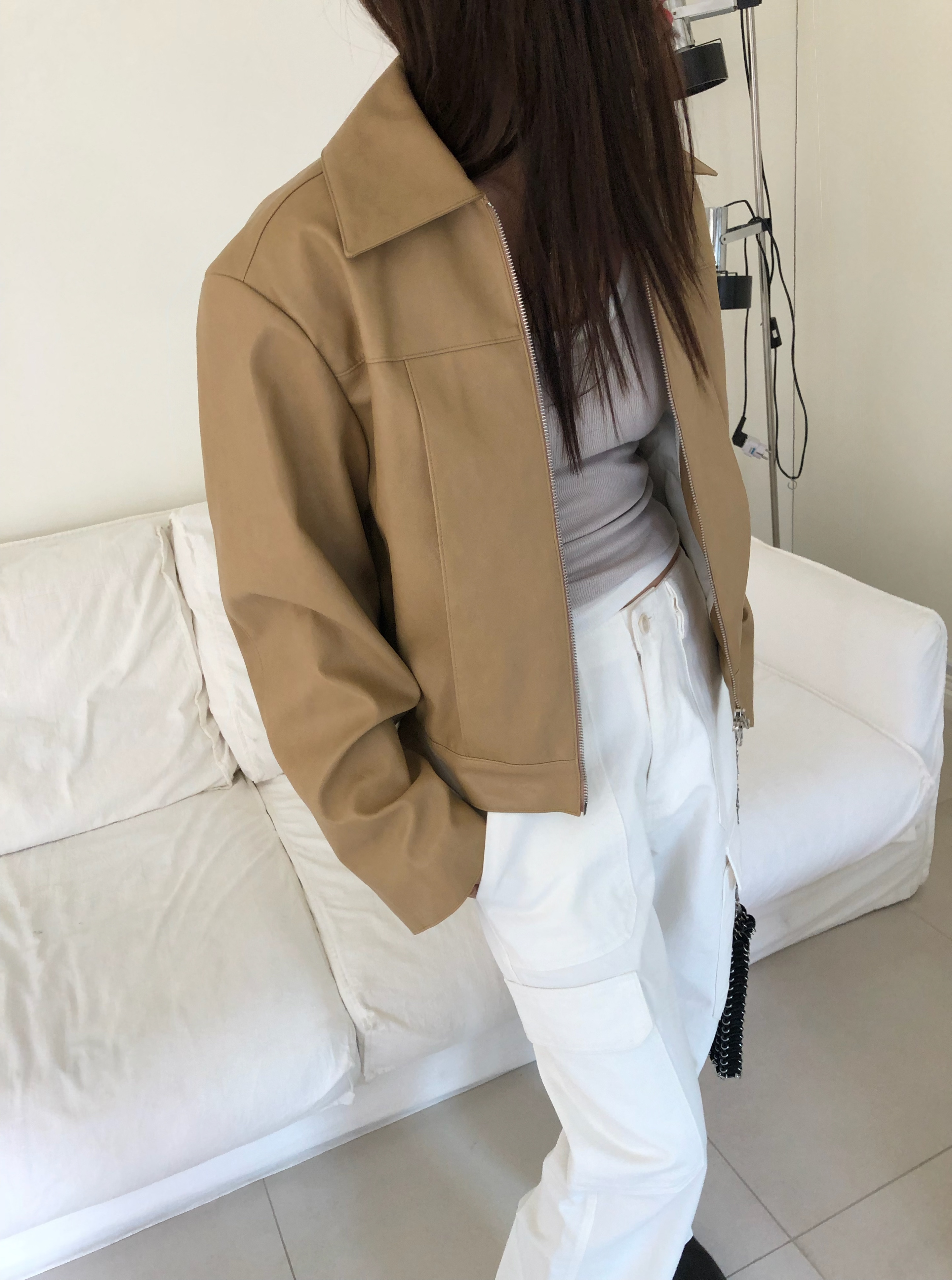 [베이지 블루 바로배송] flash leather jacket (3color)